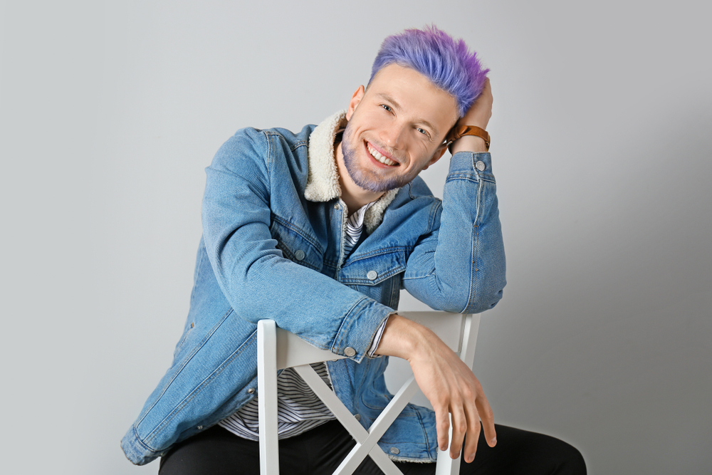 Portrait,Of,Stylish,Young,Man,With,Dyed,Hair,And,Beard